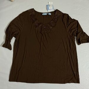 Brown Embellished Women's Top